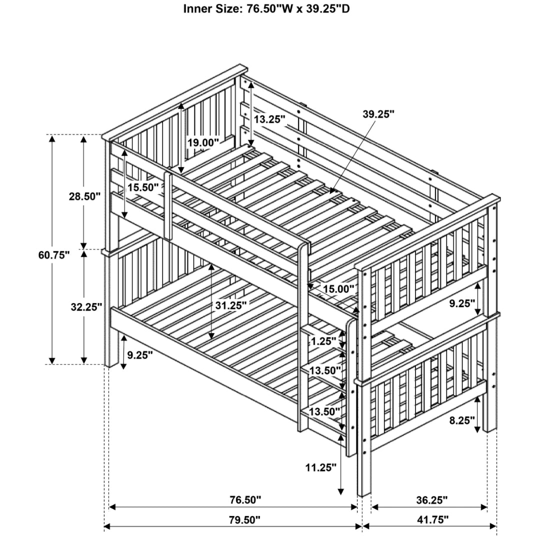 Chapman Wood Twin Over Twin Bunk Bed