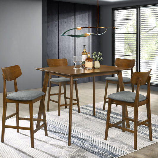 5Pc Counter Height Dining Set Walnut