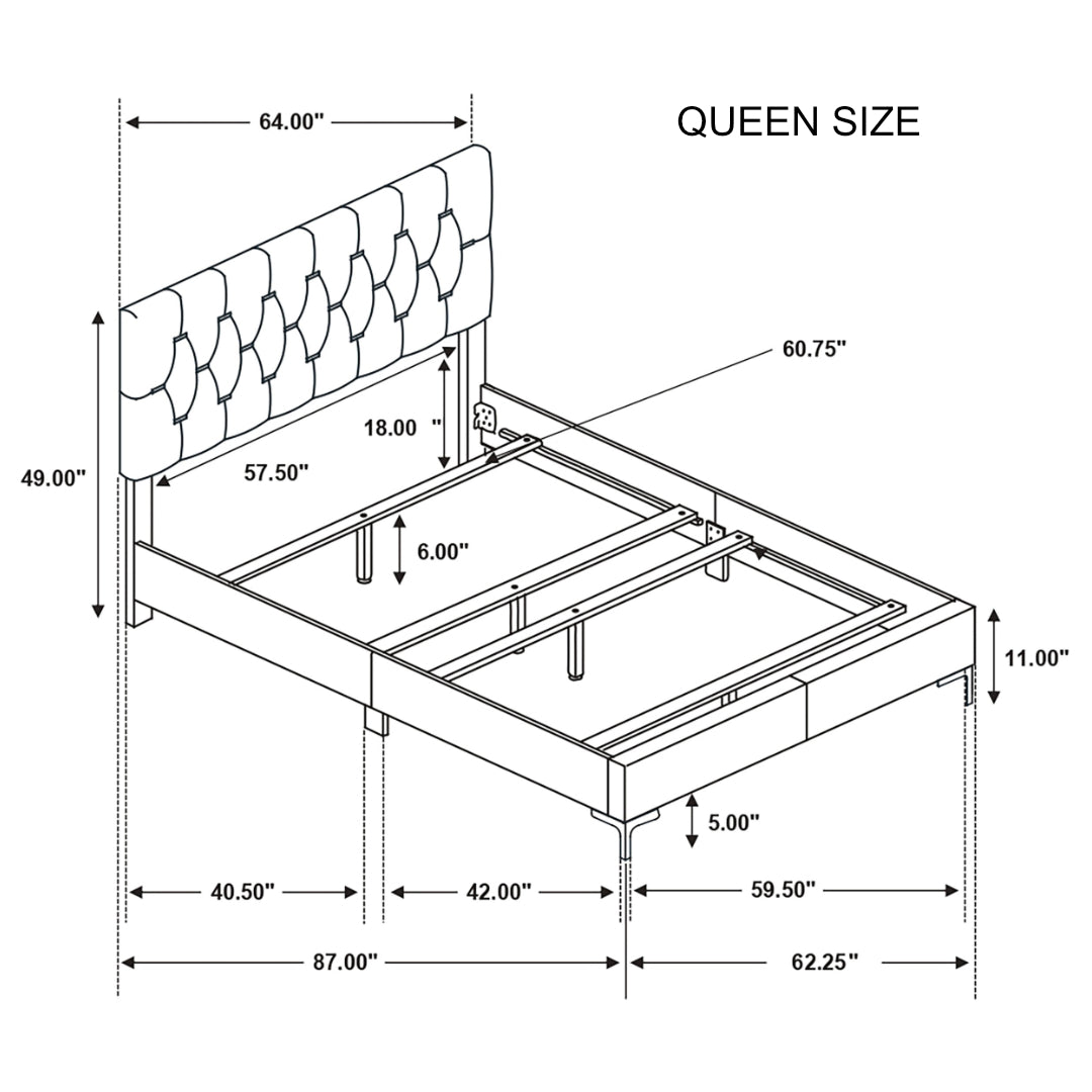 Kendall Upholstered Panel Bed+Mattress
