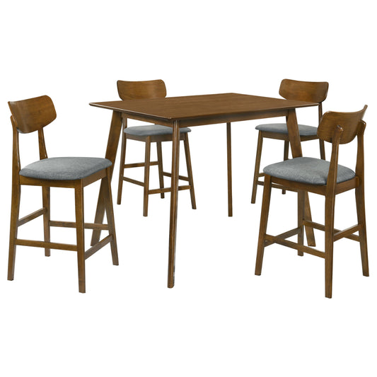 5Pc Counter Height Dining Set Walnut