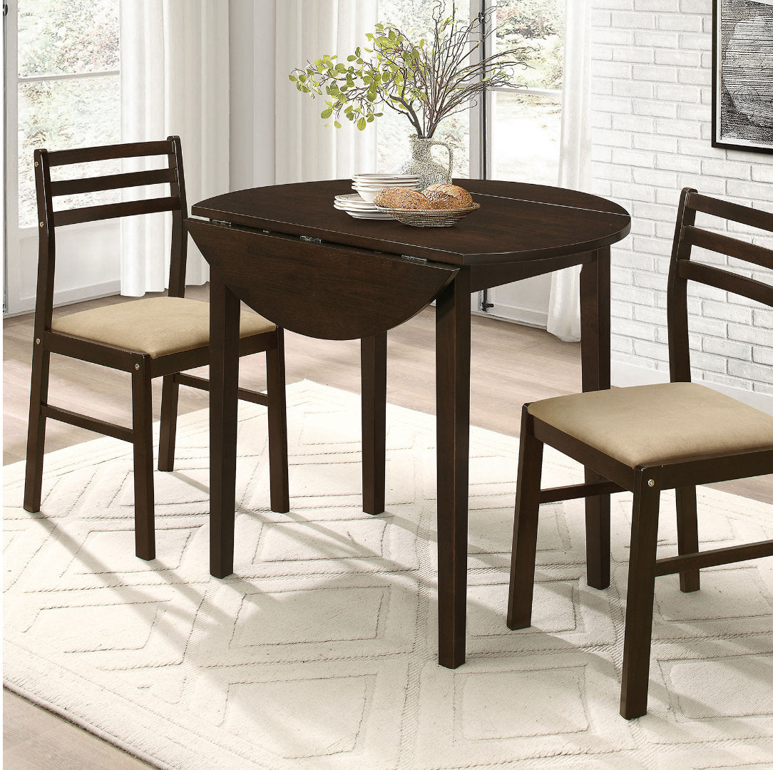 Bucknell 3-piece Round Drop Leaf Dining Table Set